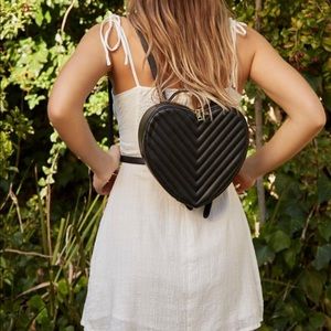 Women's Black Heart Shaped Backpack